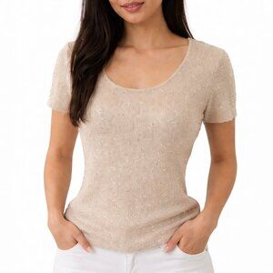 NWT TALBOTS SILK-Blend Ribbed Sequins Sweater S/P